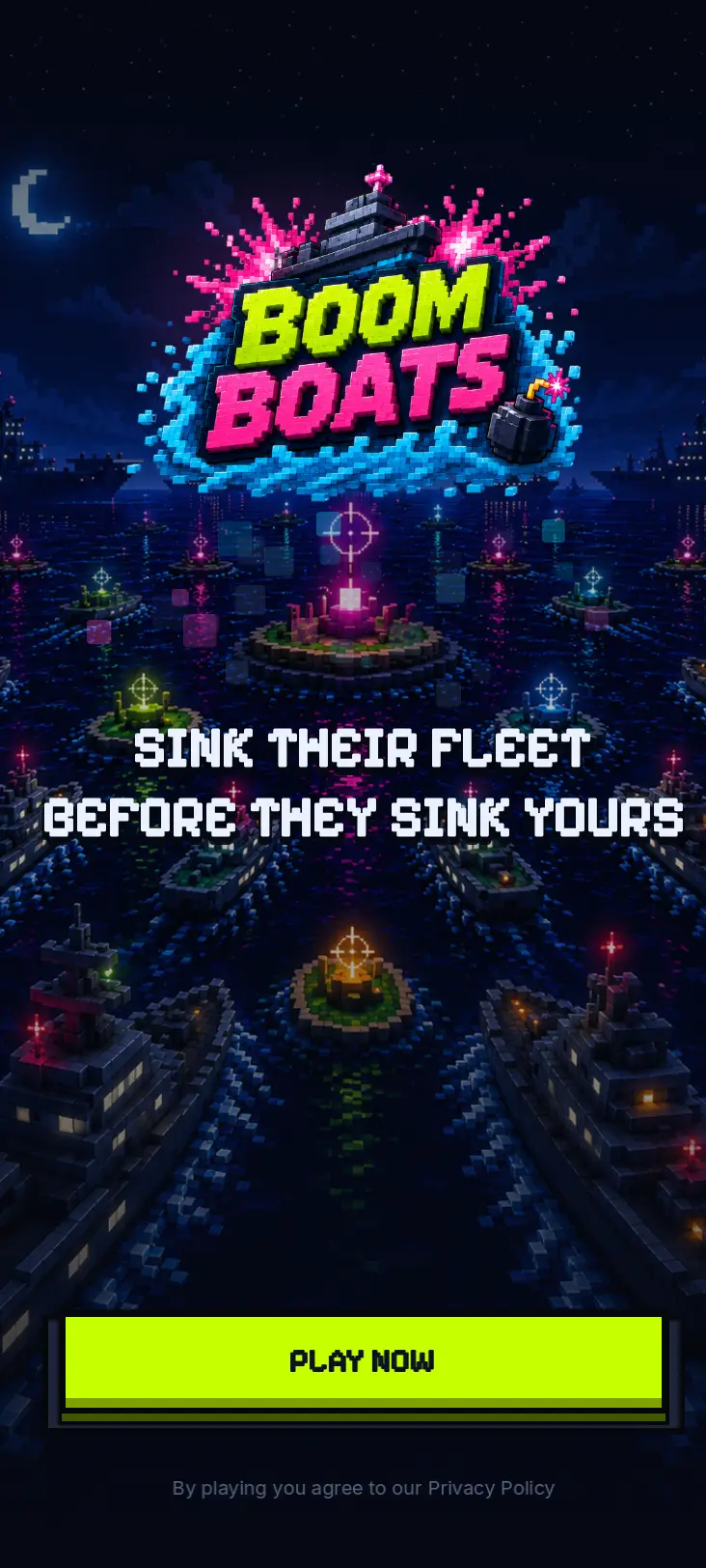 Welcome screen with the BoomBoats logo